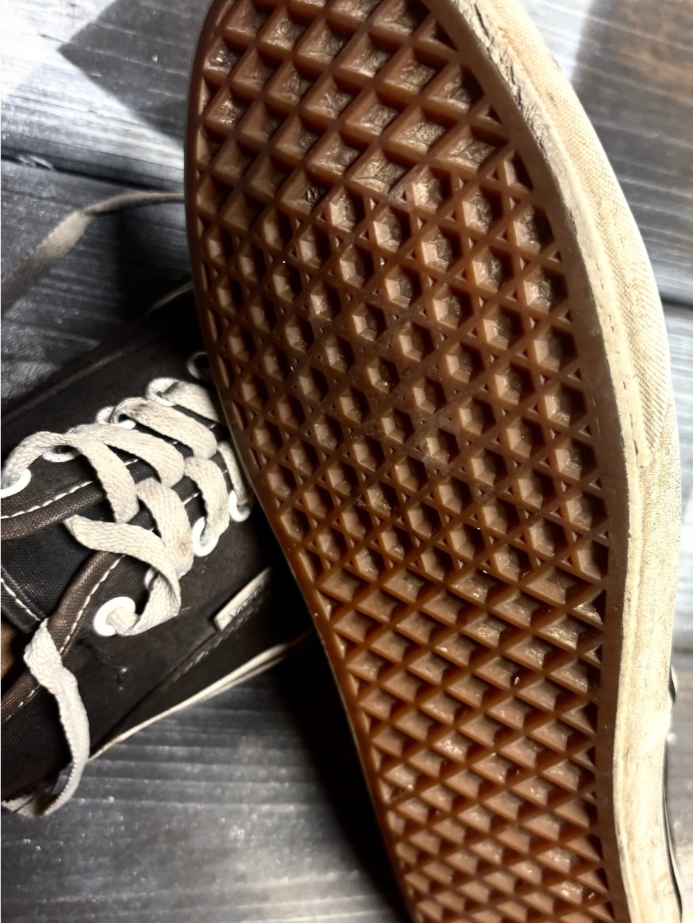 Vans Low-Top Canvas Sneakers in Dark Brown with Cream Laces - Picture 4 of 9